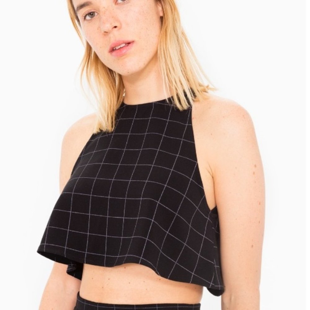 American Apparel Black Grid Crop Top